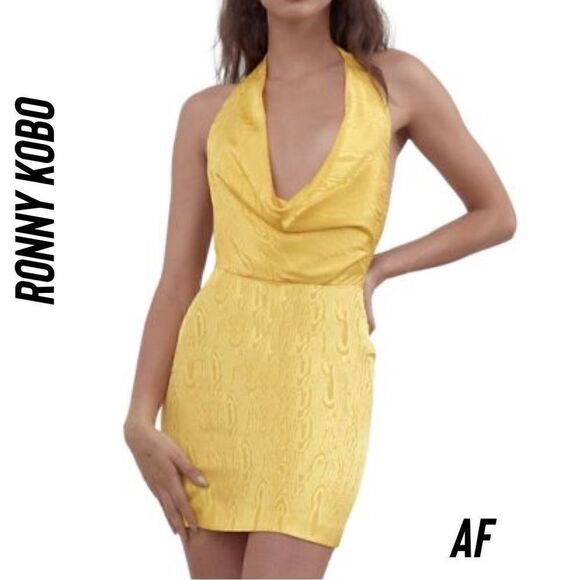 RONNY KOBO FOR FREE PEOPLE MARISSA MINI DRESS IN LEMON NWT MEDIUM - Picture 3 of 15